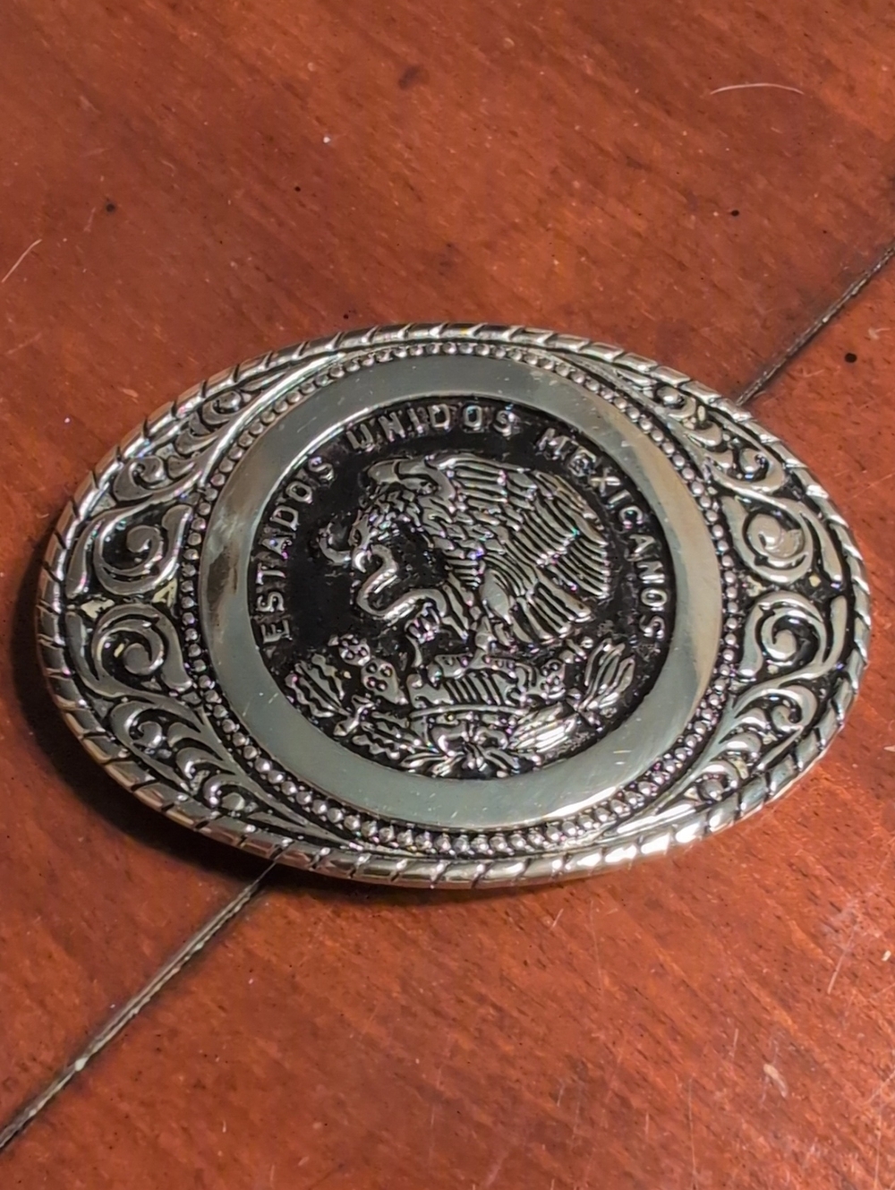 Mexican Coat of Arms Silver-Tone Men's Belt Buckle. Estados Unidos Mexicanos.
